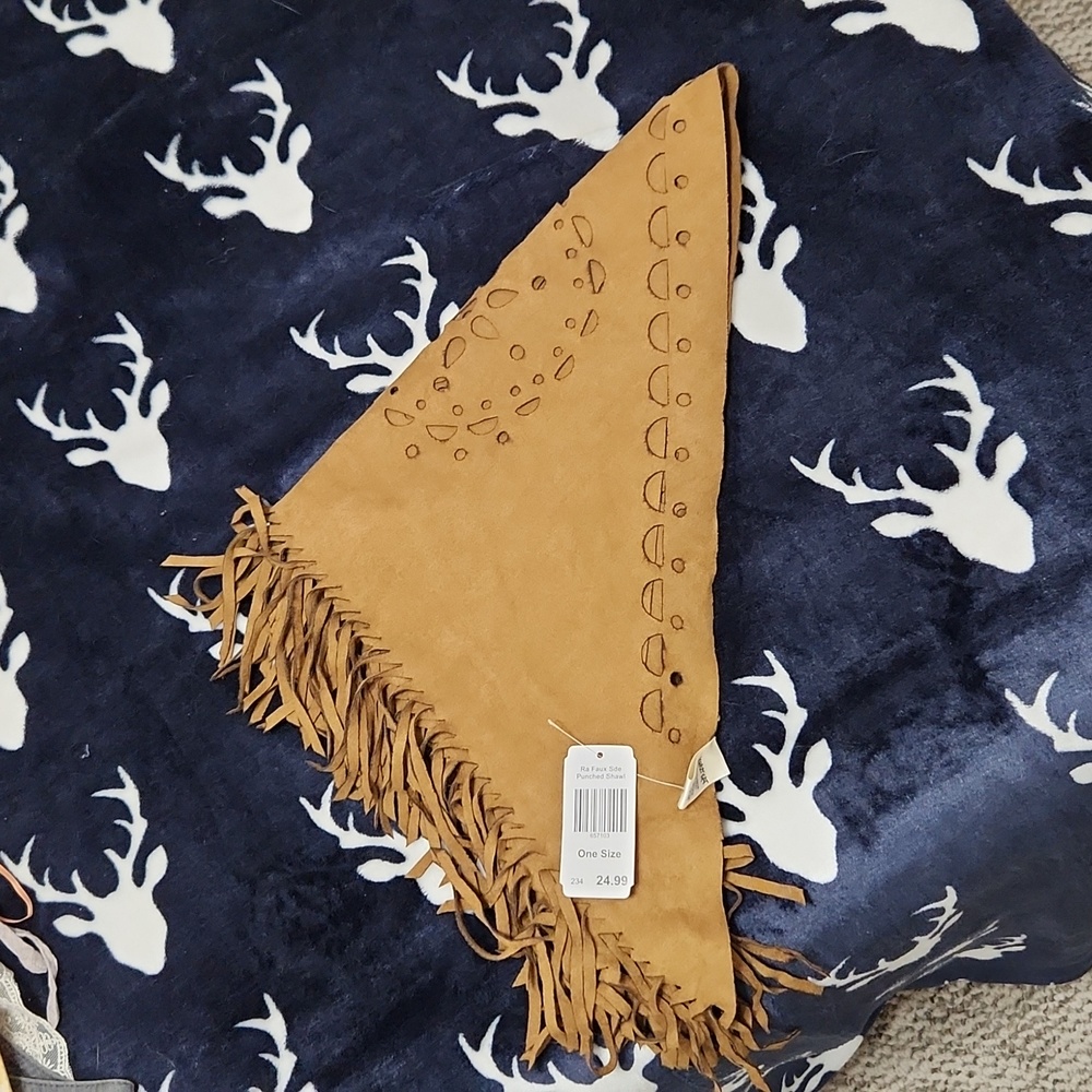 Cutout suede shawl